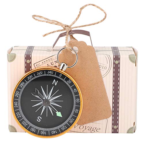 20 Stück Hochzeitsgeschenkbox Bonbonboxen Mini-Koffer Design Eleganter Stil mit Kompass- und Kraftanhänger Einfaches Falten für Reisen Hochzeitsbevorzugungen Dekorationen(1#) von Fdit