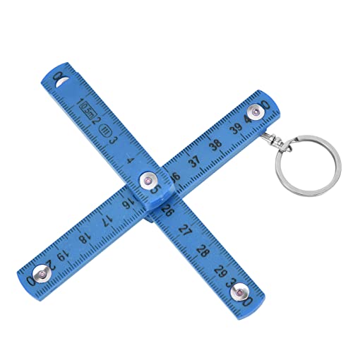 2Pcs Folding Lineal, ABS Folding Lineal Tragbar 0,5m Faltbares Lineal mit Schlüsselring Folding Meter Stick für Zimmerei Fliesenverlegen(Blau) von Fdit