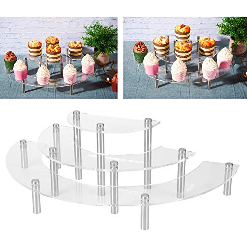 3 Tier Cupcake-Ständer Acryl Kuchen Riser, klare Acryl Display Halbkreis Standhalter Half Moon Tabletop Rack Cupcake Regal für Sammlung Dessert Display Hochzeitsdekoration von Fdit