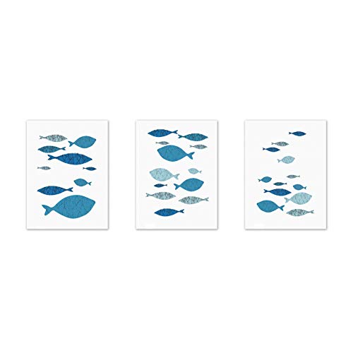 Fdit 3-teiliges Leinwandbild mit Cartoon-Fischen, Wandmontage, Wandbild, Canvas-Drucke mit Cartoon-Fischen, für Wohnzimmer, Schlafzimmer, Heimbüro Fdit 3-teiliges Leinwandbild mit Cartoon-Fischen, Wandmontage, Wandbild, Canvas-Drucke mit Cartoon-Fischen, für Wohnzimmer, Schlafzimmer, Heimbüro von Fdit
