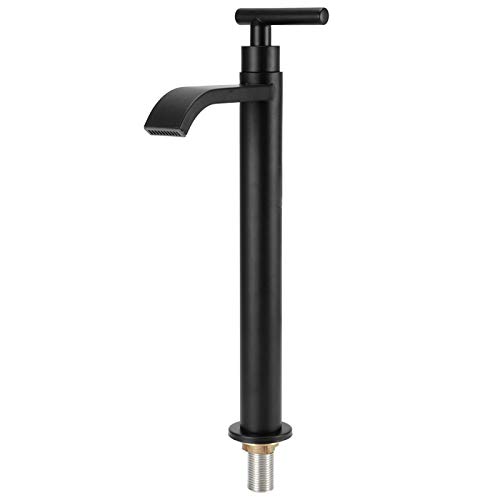 304 Edelstahl Schwarz Single Cold Faucet Badezimmer Arbeitsplatte Waschbecken Waschbecken Wasserhahn Schwarz Wasserfall Wasserhahn Badezimmer über Theke Becken Wasserhahn von Fdit