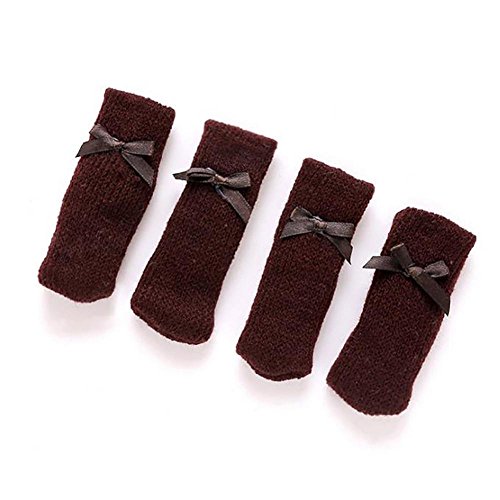 4pcs Möbel Socke Stricken Wolle Möbel Stuhl Bein Hartholz Bodenschutz Möbel Kappen Set MEHRWEG VERPAKUNG(Braun) von Fdit