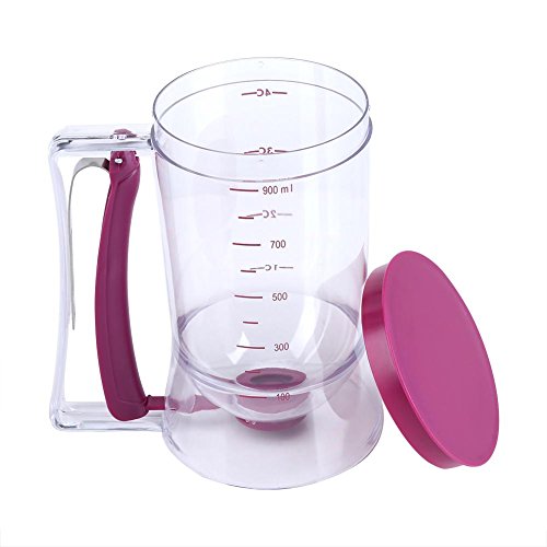 900ml Teigspender Teigportionierer Messbecher Batter Dispenser Pfannkuchen Cupcake Batter Perfektes Backwerkzeug Ideal für Cupcakes Muffins Creeps Kuchen Waffeln Gießen Teig gleichmäßig mit Messlabel von Fdit