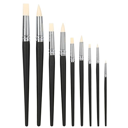 Fdit 9PCS Ton Keramik Werkzeuge, schwarzer Holzgriff Gummi Entfernen von Spuren Werkzeug Ton Handwerk Keramik Schnitzen Modellieren Zubehör Silikon Weichkopf Ton Skulptur Formstift von Pssopp