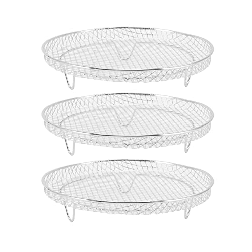 Air Fryer Rack, Edelstahl Air Fryer Dehydrator Racks Stapelbar Food Grade Obst Fleisch Dehydrierung Air Fryer Rack Air Fryer Zubehör 3St von Fdit