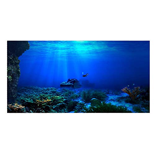 Aquarium Hintergrund HD U-Boot Coral Riff Foto Tapete Aquarium Fische Meer Wandbild XXL Unterwasserwelt Wanddeko (122 * 50cm) von Fdit