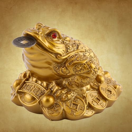 Chinesische Kröte Wohlstand Amulett Gold Geld Frosch Chinesische Feng Shui Glücksgeldmünze Für Home Office Glücksgebetsdekoration von Fdit