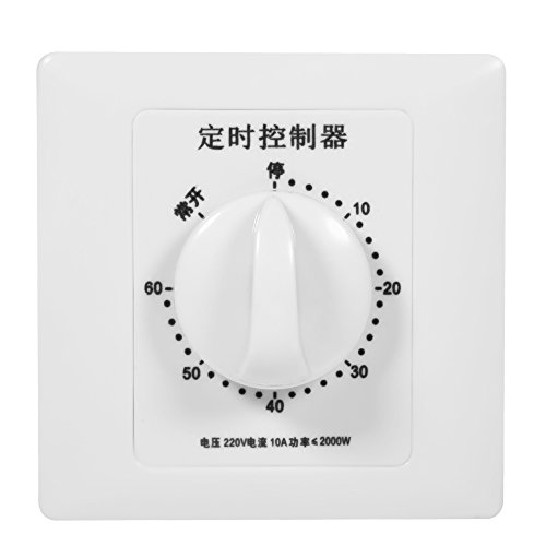Fdit Countdown-Timer, 2000W 10A Mechanischer Wandschalter Hohe Leistung Programmierbarer Timer für Gebläse-Wassererhitzer-Pumpe-Router Aquarium-Elektrogeräte (120min, Weiß) von Fdit