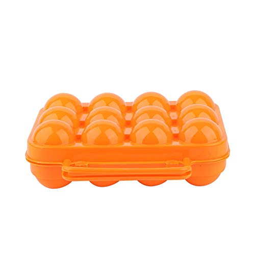 Fdit Doppelseitiger Kunststoff-Eierhalter Tablett 12 Gitter Kühlschrank Eierbehälter Eierlagerung Organizer Outdoor-Eieraufbewahrungsbox MEHRWEG VERPAKUNG(orange) von Fdit