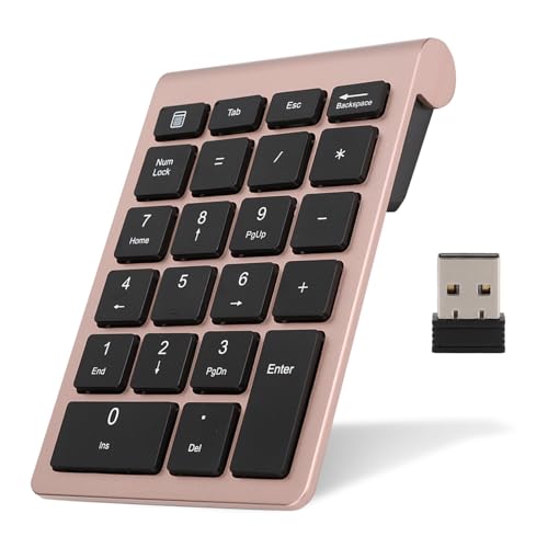 Drahtlose numerische Tastatur, 2,4G tragbare numerische Tastatur mit USB -Empfänger, -Tastatur mit 22 Tasten für Laptop, Desktop, PC und Notebook (Gold) von Fdit