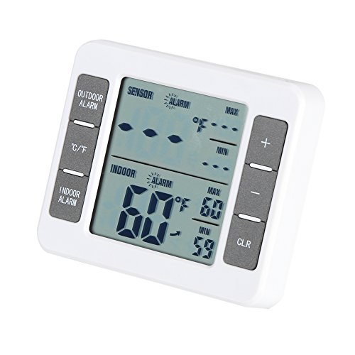 Drahtloser Digital Kühlschrank Gefrierschrank Thermometer Innen im Freien Einfacher Auslesekühlraum Thermometer mit großer LCD Anzeige Hohe niedrige Temperatur Speicher u. Hörbare Alarm Funktion von Fdit