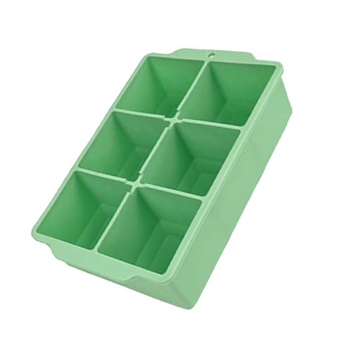 Eiswürfelform mit Großer Kapazität, 6 Eiswürfelbereiter, Eisform aus Lebensmittelechtem Silikon mit Abnehmbarem Deckel, für Cocktail, Kaffee (GREEN) von Fdit