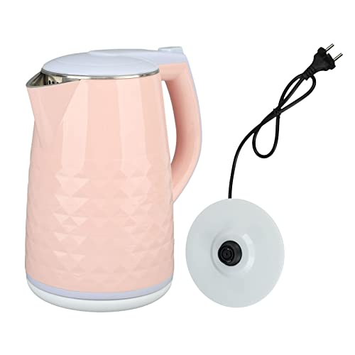 Elektrischer Teekessel, Doppelter Edelstahl-Wasserkocher, 2000 W, Schnelles Aufheizen, 2 L, EU-Stecker für Küche und Büro (PINK) von Fdit