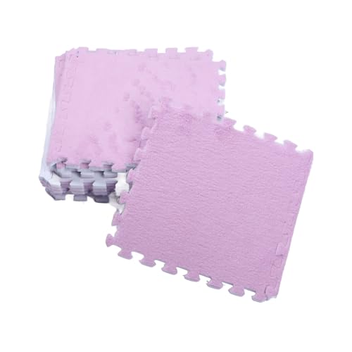 Fdit 10pcs Plüsch -Puzzle -Bodenmattenfliesen, Stilvolle Dicke Ineinandergreifende Teppichfliesen für Schlafzimmer Kinderzimmer, Weiche Flauschige, Schneidende Schaumfliesen für Gemütliche (Purple) von Fdit