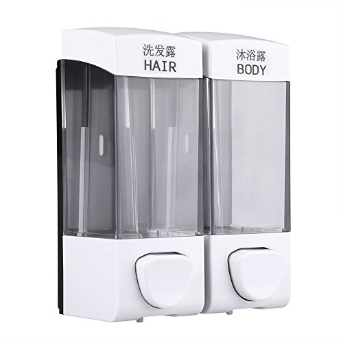 Fdit Shampoo-Spender, 2 Kammer Seife und Dusche Dispenser2 X 350 ml Bad Wand montiert Seife Shampoo Desinfektionsmittel Spender Lotion Liquid Pumpe von Fdit