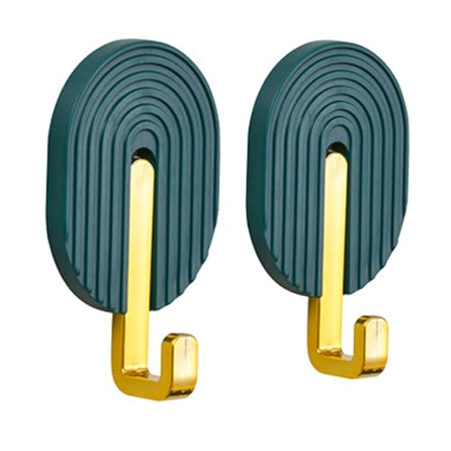 Fdit 2 Stück Selbstklebende Haken, Stark Haftende Hängehaken für Badezimmer, Küche, Schlafzimmer, mit ABS-Material, Hohe Tragfähigkeit (dunkelgrün) von Fdit