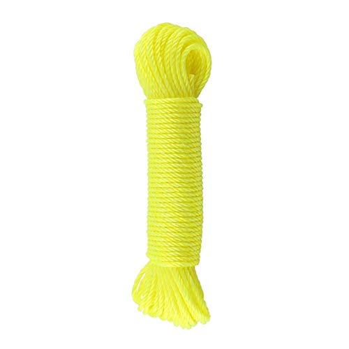 Fdit 20m Wäscheleine Nylon Seil Leinen hängen Trocknen Wäscheleine Schnur für Garten Camping(Gelb) von Fdit