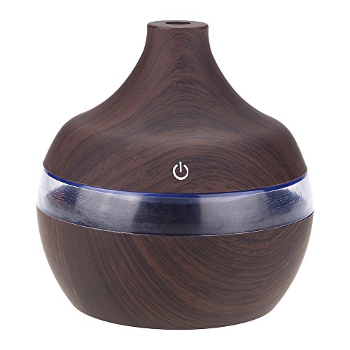 Fdit 300ml Aroma Diffuser Holzmaserung Holzmaserung Ultraschall Luftbefeuchter USB Luftbefeuchter Bunte LED Nachtlicht Nebelhersteller für Office Car Home von Fdit