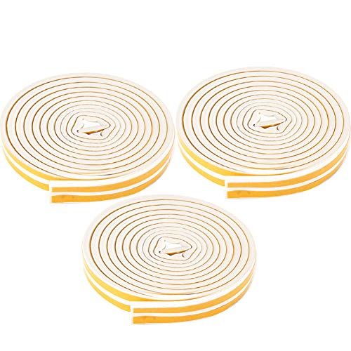 Fdit 3Pcs 5m wasserdicht Hochwertiges EPDM-Material Fenstertür Wetterschutz Selbstklebender Dichtungsstreifen Weiß 9x6mm von Fdit