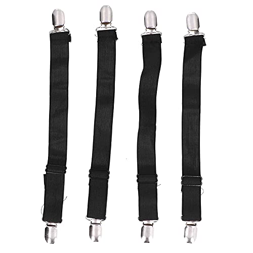 Fdit 4Pcs Verstellbare Bettlakenverschlüsse Hosenträger Elastisches Laken Band Straps Clips Halter Home Bettwäsche Zubehör(schwarz) von Fdit