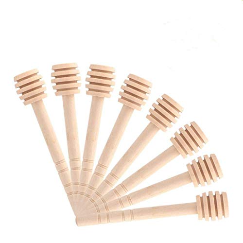 Fdit 50/Set Haushalt Holz Honiglöffel Tragbarer Mini Jam Jar kleckereien Sammeln Rührstab Stick Mino verzichten Drizzle Honig 10CM holzfarben von Fdit
