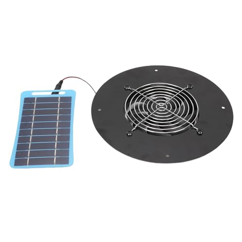 Fdit 5W Solar Abluftventilator mit IP65 Solarpanel - 8,6 Zoll Ruhige Lüftungslüfter für Hühnermaterialien Gewächshäuser Schuppen Tierhäuser Kleine Räume von Fdit