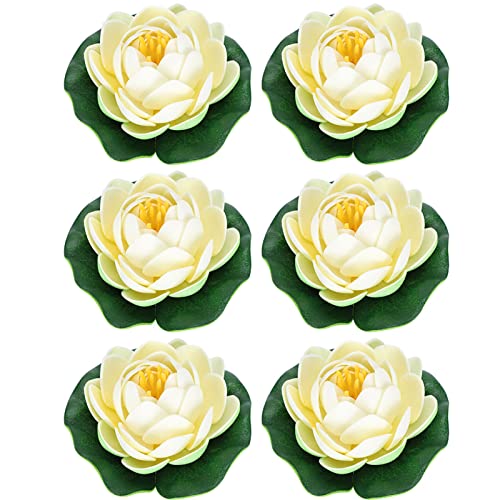 Fdit 6 PCS künstlicher schwimmender Schaum Lotusblume wasserdicht kleine Lotusblume Seerose für Hausgarten Teich Hochzeitsdekor von Pssopp