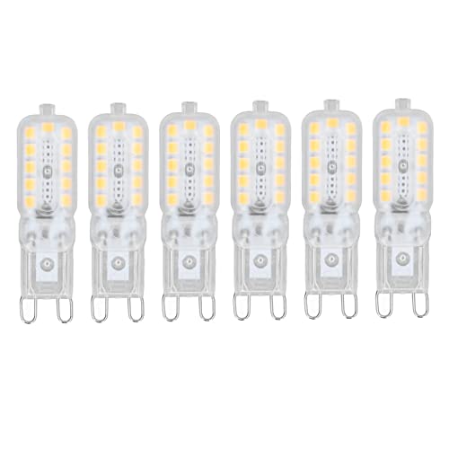Fdit 6 Stück G9 LED-Lampe, 5 W, Klare Abdeckung, Dimmbare Glühbirne, Deckenleuchte, Wandleuchte, Tisch, Geeignet für den Austausch der Glühbirne (Natürliches Weiß 220-240 V) von Fdit