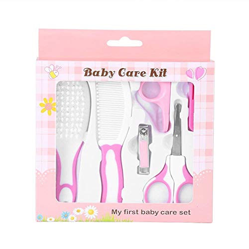 Fdit 6er Nagelknipser Schere Haarbürste Kamm Kinder Baby Maniküre Care Kit für Neugeborene Kleinkind(rosa) von Fdit