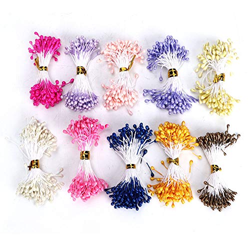 900 Stück Pollengefäß Mini Künstliche Doppelköpfe Perle Blume Blume Stamente Blumig mit Doppelköpfen für Hochzeitsdekoration DIY Handwerk von Fdit