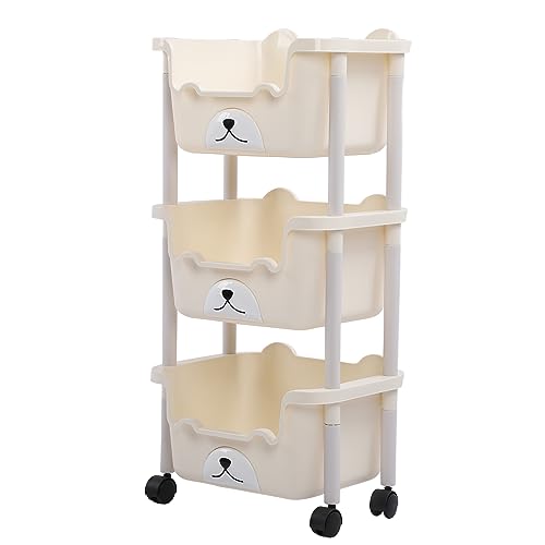 Fdit Aufbewahrungswagen Hohe Kapazität Rolling Trolley für das Bad Im Kitchen Klassenzimmer, Multi Funktionales Mobiles Regal für Schmal (Dreifachschicht) von Fdit