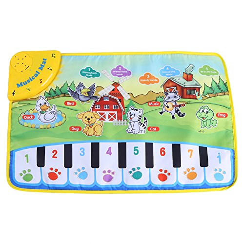 Fdit Teppich für Babys, Musik, Kinder, Klavier, multifunktional, für Babys, Musik, Motiv mit Tieren, Geschenk, 60 x 39 cm von Fdit