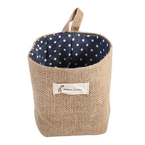 Fdit Hängende Kleidung Tasche Baumwolle Leinen Hamper Startseite Gadget Storage Organizer Faltbare Korb Bin(Blaue Punkte) von Fdit