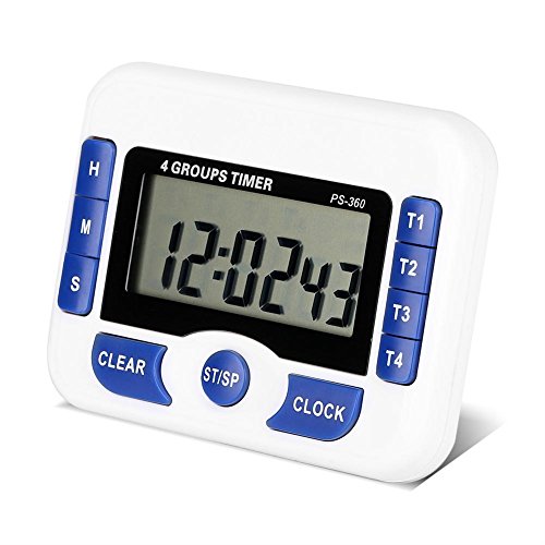 Countdown Küchentimer Eieruhr Kurzzeitmesser Kochuhr Timer Multifunktions 4 Kanäle Digital Kochen Timer Set Magnetische Labor Uhr mit Digitalem Wecker Funktion von Fdit