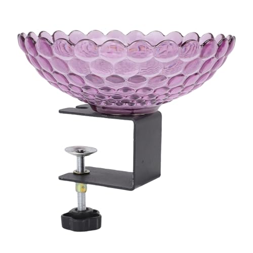 Fdit Deck Montiertes Vogelbad Robuster Abnehmbarer Feeder Water Bowl für Garten Yard Decor, Plastik und Metallmaterial (violett) von Fdit