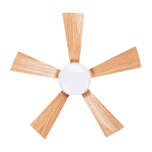 Fdit Deckenventilatoren mit Lichtern, Fernbedienung LED Dimmbare Deckenventilator mit Holzkornklingen und E26 -Basis für Schlafzimmer Wohnzimmer Küchenbüro (M 30w) von Fdit