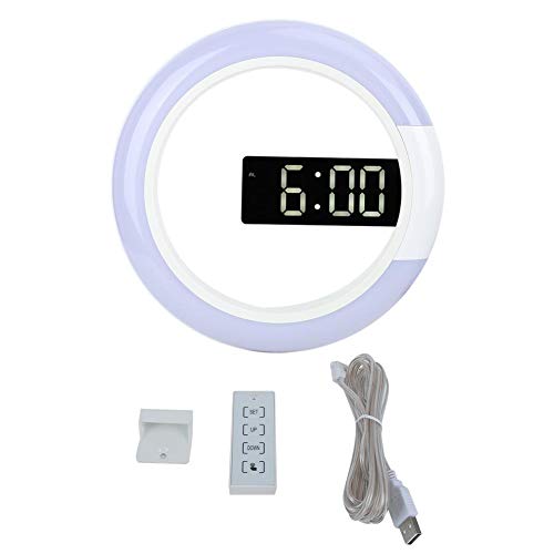 Fdit Digitale runde Wanduhr 12-Zoll-Wecker mit Schlummerfunktion Stille Nicht tickende leuchtende Wanduhr mit Thermometeranzeige und verdunkelndem LED-Licht und Fernbedienung MEHRWEG VERPAKUNG(Weiß) von Fdit