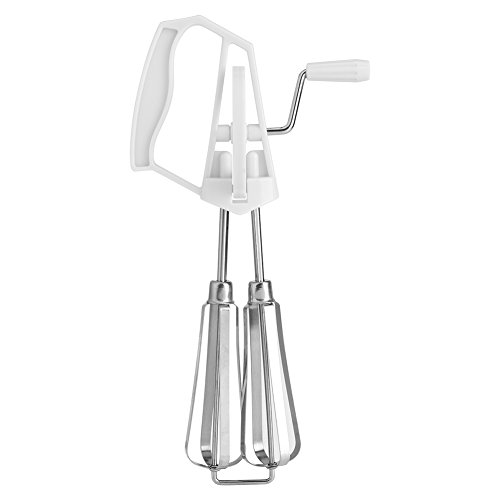 Fdit Egg Beater Hand Manuelle Egg Beater Mixer Edelstahl Handquirl Schneebesen Drehhandgriff Milchaufschäumer Eikäpfchen Mischer der Werkzeug Küche kocht(Weiß) von Fdit