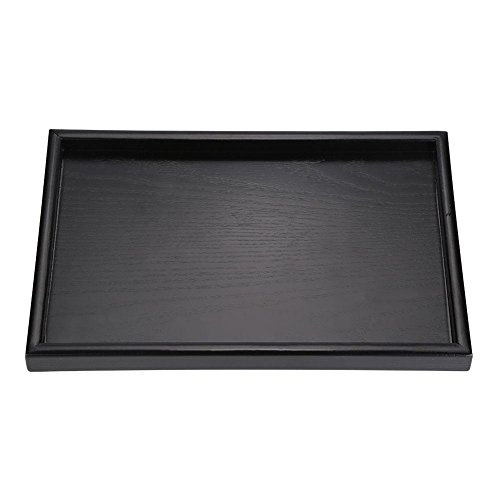 Fdit Holz Serviertablett Rechteck Früchtetee Frühstücksteller für Home Hotel Cafe Coffee Kantinen Schwarzlack(25 * 18 * 2cm) von Fdit