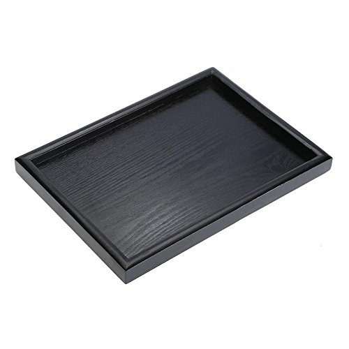 Holz Serviertablett Rechteck Früchtetee Frühstücksteller für Home Hotel Cafe Coffee Kantinen Schwarzlack(30 * 20 * 2cm) von Fdit