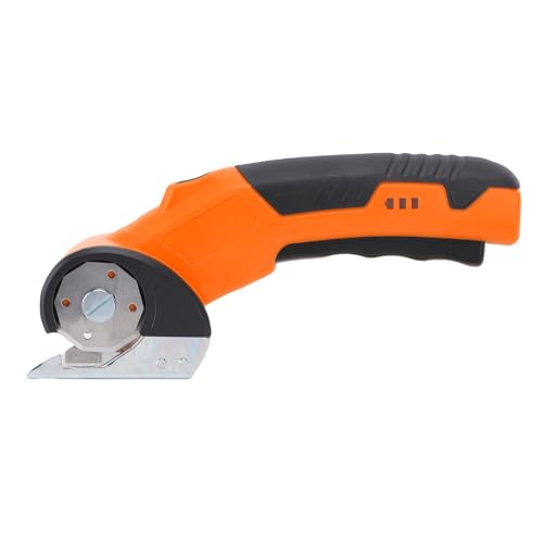 Fdit Kabellose Elektrische Schere, Wiederaufladbarer, Drehbarer Kartonschneider für Stoffe, Leder, Stoffe, Teppiche und Karton (ORANGE) von Fdit