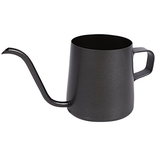 Schwarze Edelstahl-Kaffeekanne mit langem Schwanenhalsauslauf, perfekte Durchflusskontrolle, 250 ml/350 ml (250 ml) von Fdit