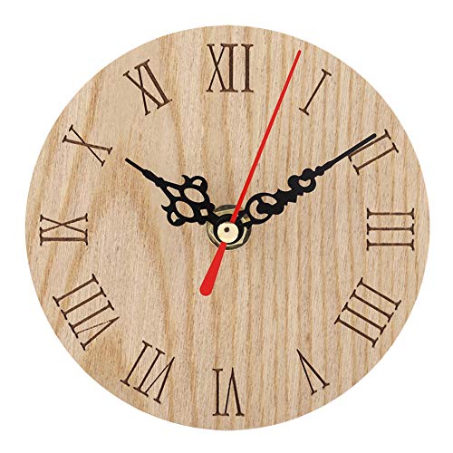 Fdit Klassische Analoge Retro-Uhr aus Holz, Leise, Nicht Tickend, Batteriebetriebene Wanduhr, HäNgende Wanduhr, Dekoration FüR Drinnen und Draußen (Durchmesser 12) von Fdit