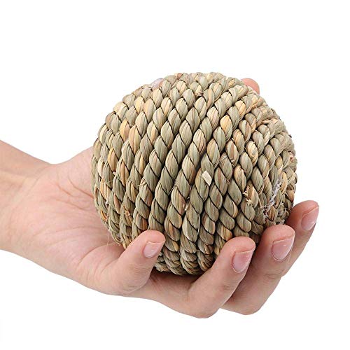 Fdit Kleines Haustier Kauen Spielzeug Natur Gras Rattan Balls Zahnreinigung Schleifen Spielzeug für Kaninchen Papagei Guinea Hamster Ratte Kleine Nagetiere 10 cm von Fdit