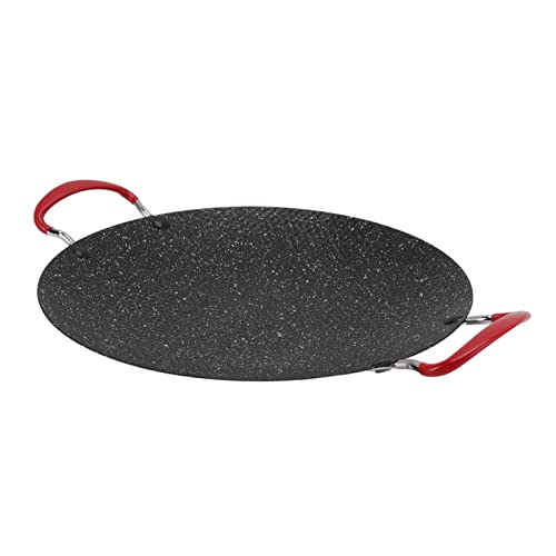 Fdit Koreanische BBQ-Grillpfanne, Medizinische Stein-6-Schicht-Beschichtung, Runde Grillpfanne mit Anti-Verbrühungs-Griff für Gas-Keramikherd (30cm) von Fdit