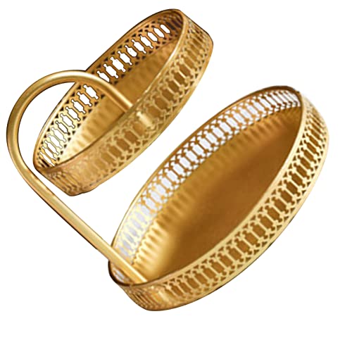 Fdit Luxuriöser Doppelschichtgebäckschale mit Glatter Oberfläche, Goldenem Erscheinungsbild, Kupfermaterial für Hochzeitsdessert -Display, Qualitätsgenuss (Vertikale Körnung) von Fdit