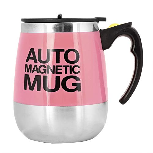 Fdit Magnetischer mischender Becher Selbst rührende Kaffeetasse Edelstahl Selbstmagnetbecher für Kaffee Tee heiße Schokoladen Milch Kakao Protein （Pink） von Fdit