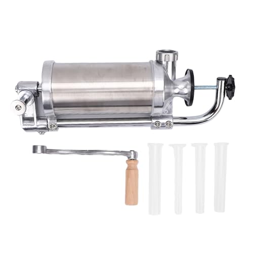 Fdit Manual Wurst Stuff der Edelstahl, Handbetriebene Fleischfüllermaschine mit 4 Füllrohre Hand Betriebene Desktop -Klemme für Zuhause und Kommerzielle Verwendung von Fdit