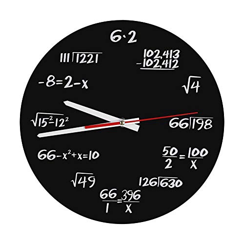 Fdit Math Wall Clock mathematische Formeln lustige Uhr schwarz mathematische Gleichungen Wanduhr dekorative hängende Math Wanduhr für Schule Home Office MEHRWEG VERPAKUNG von Fdit