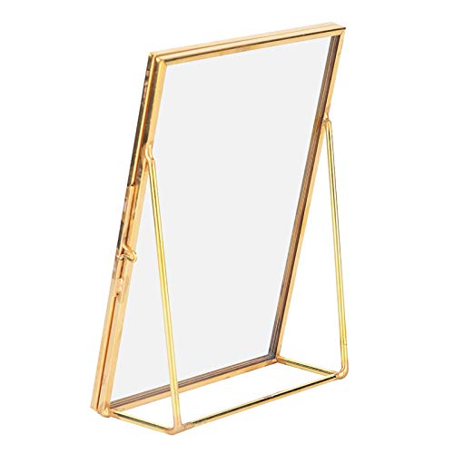 Fdit Messing-Vintage-Glas-Metall-Desktop-Fotorahmen-Ständer Kupferstreifen-Metall-Fotorahmen Material: Messing + Glas (Order 10.2x15.3cm) von Fdit